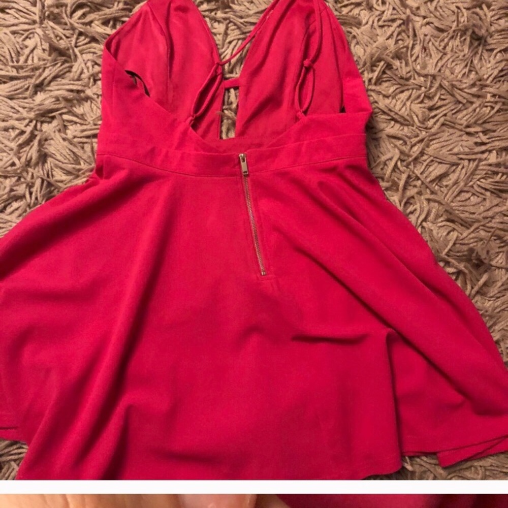 Forever 21 pink plunge fit flare dress